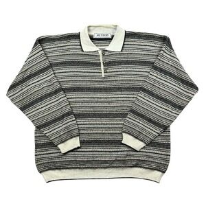 Vtg 90s Method Sweater Men XL‎ Textured Knit Collared Grandpa Old Money Boxy Fit
